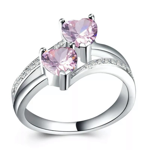 NEW Pink Sapphire Heart To Heart Size 7 - Picture 4 of 5